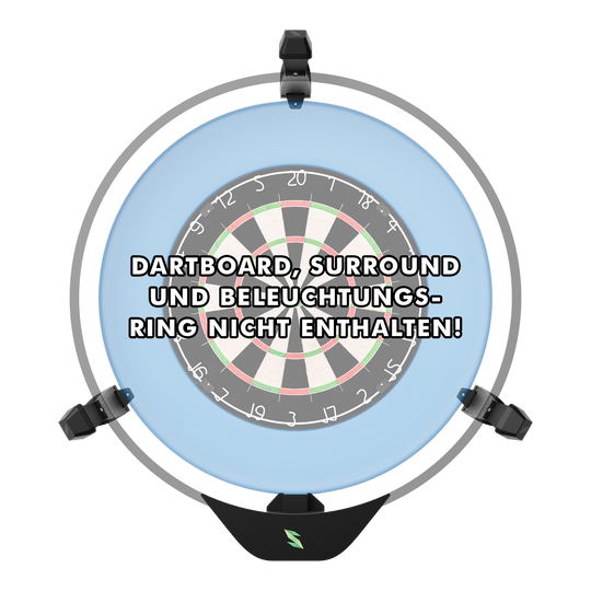 Scolia Home 2 FLEX - Sistema di punteggio automatico elettronico 2026 Das Bild zeigt das Produkt "Scolia Home 2 FLEX – Electronic Score System" rund um ein Dartboard. Auf dem Bild steht der Hinweis, dass Dartboard, Surround und Beleuchtungsring nicht enthalten sind.