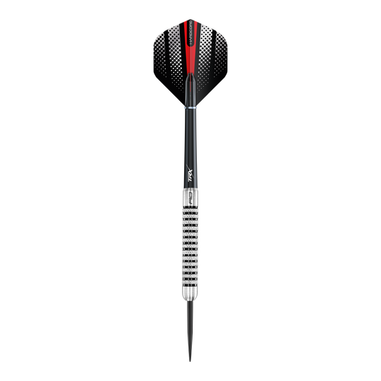Red Dragon Flightmaster Fury 2 freccette in acciaio - 25 g Das Bild zeigt die Red Dragon Flightmaster Fury 2 Steeldarts mit 25-Gramm-Gewicht. Die Darts verfügen über eine spezielle Grip-Oberfläche für bessere Kontrolle.