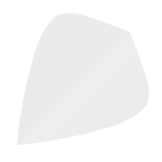 MCD159_Kite_Flight_Weiss_1 Das Bild zeigt ein weißes, dreieckiges Poly-Plain Kite Flight. Es handelt sich um ein einfaches und schlichtes Produktdesign ohne Muster oder Aufdruck.