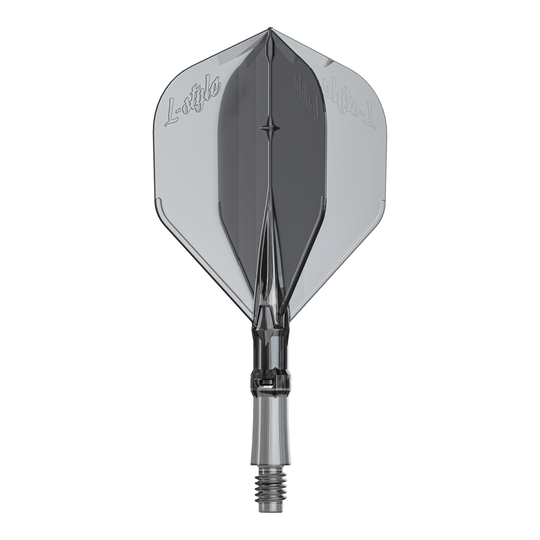Alette L-Style L-Sytem - Nero trasparente Ein Ersatz-Flights-Set für Dartpfeile ist abgebildet. Das Produkt heißt LS1062 LStyle L-System Flights ClearBlack Small.