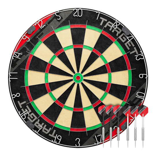 Set di bersagli per freccette in acciaio Target Rift Hier sieht man das Target Rift Steeldartboard Set. Das Produkt bietet eine stabile Dartscheibe für präzises Spiel.