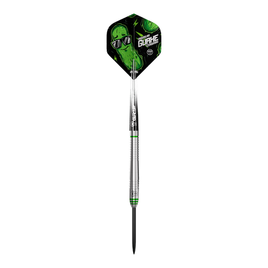 Bulls Max Czerwinski Cucumber Steeldarts - 23 g Hier sieht man die Bulls Max Czerwinski Gurke Steeldarts mit 23g. Die Darts zeichnen sich durch ihre besondere Form und Verarbeitung aus.