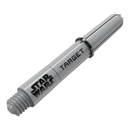 Aste Target Star Wars ProGrip - Grigio Dieses Bild scheint einen Target Star Wars Pro Grip Shaft in Grau, 34 mm zu präsentieren. Es handelt sich um eine weitere Perspektive der kurzen Variante.