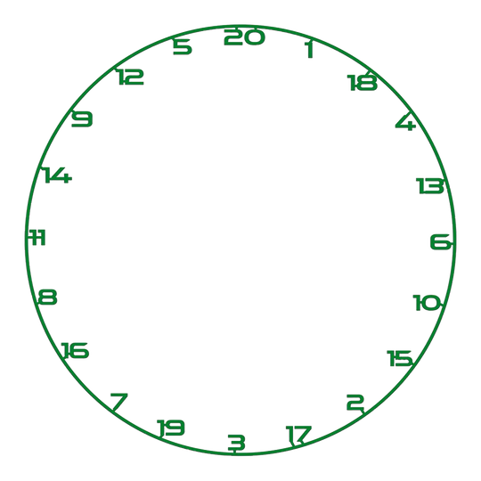 Anello numerico per bersaglio per freccette Dieses Bild zeigt ein Dartboard-Zahlenring in Grün. Es ist ideal für Dartboards und wird oft zum Zählen verwendet.