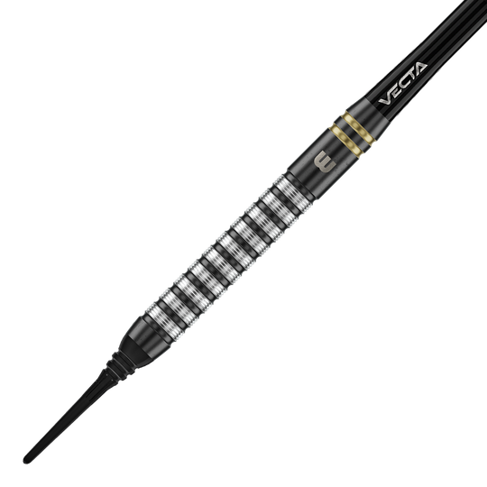 Winmau Gian Van Veen TS freccette morbide - 18g Auf dem Bild sind die Winmau Gian Van Veen TS Softdarts 18g. Die Darts sind in unterschiedlichen Perspektiven fotografiert.