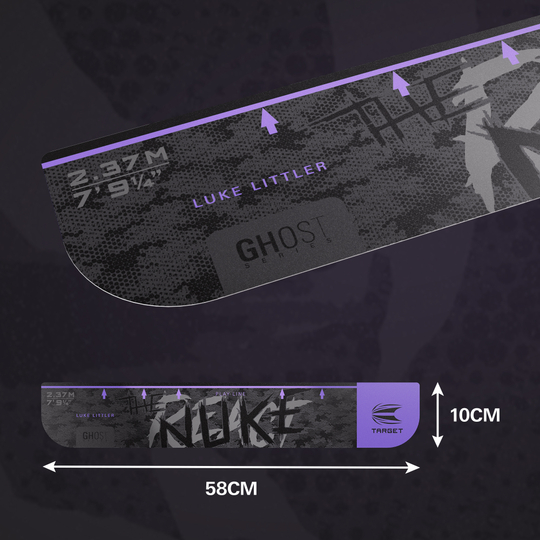 Linea di lancio Target Ghost-Series Luke Littler linea di lancio Das Bild zeigt das Produkt 'Target Throw Line Ghost-Series Luke Littler Abwurflinie'. Es handelt sich um eine Abwurflinie für Dartspieler.