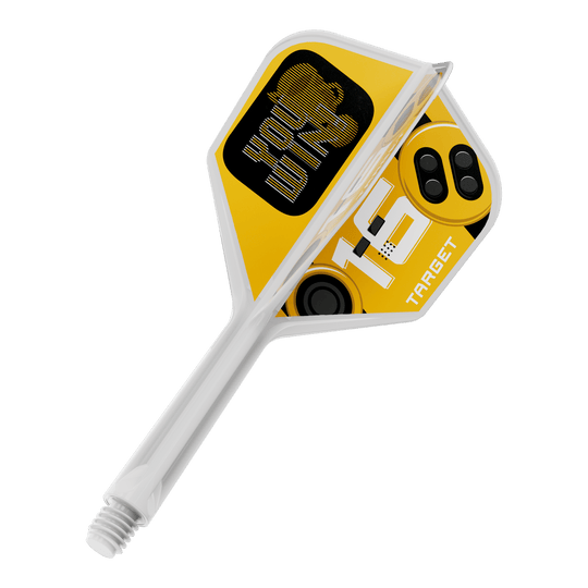 Target K-Flex Vinci 6 voli Ein Dart Flight ist zu sehen. Es handelt sich um das Modell Target K-Flex YouWin No6 mit einer Länge von 26 mm.