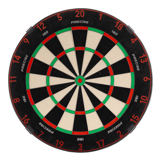 Bersaglio per freccette in acciaio Precise 180 Endorphine con anello numerato - Rosso sbiadito Das Bild zeigt das Precise 180 Endorphine Steeldartboard mit Nummernring in Faded Red. Es handelt sich um eine hochwertige Dartscheibe mit rotem Farbverlauf.