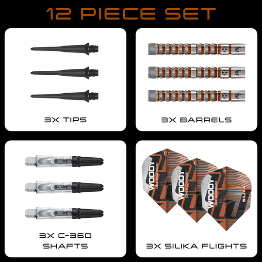 Freccette morbide Luke Woodhouse Series 3 di Harrow - 18 g Harrows Luke Woodhouse Series 3 Softdarts - 18g abgebildet. Das Bild zeigt die Details dieses Softdart-Produkts.