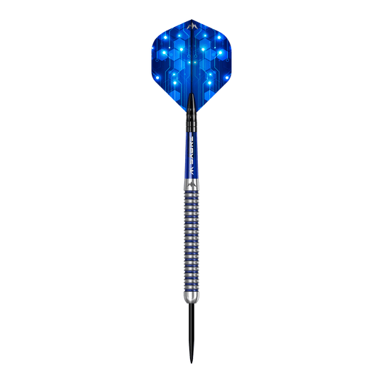 Freccette in acciaio Mission ION Blue Silver Das Bild zeigt die Mission ION Blue Silver Steeldarts. Die Darts sind in Blau und Silber gehalten.