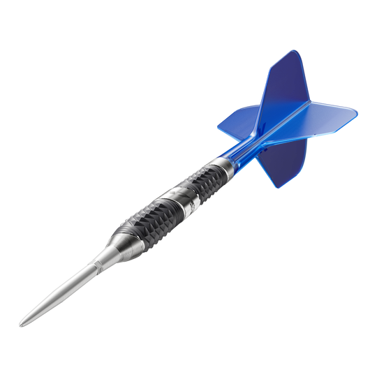 Der Target 975 Ultra Marine 02 Swiss Point Steeldart ist ein hochwertiger Dartpfeil mit einer markanten, strukturierten Metallspitze. Das Flight ist in einem auffälligen Blau gehalten und sorgt für eine präzise Flugbahn.
