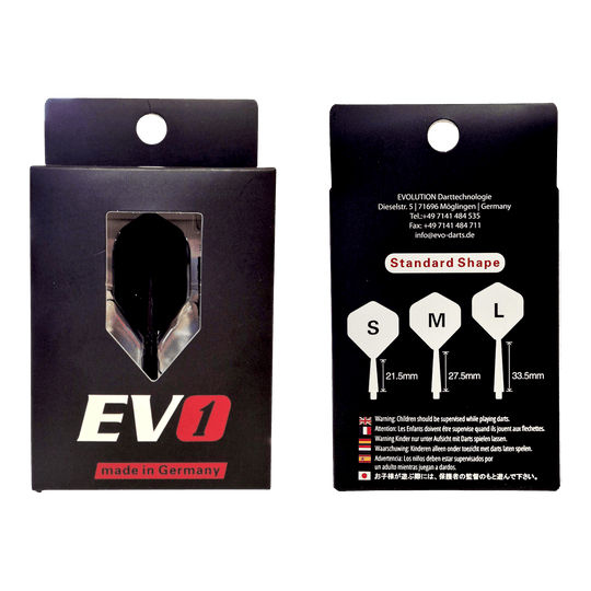 Sistema di albero di volo Evolution EVO1 - Nero Evolution EVO1 Flight-Shaft-System in Schwarz ist dargestellt. Das Produkt ist für den Einsatz im Dartsport geeignet.