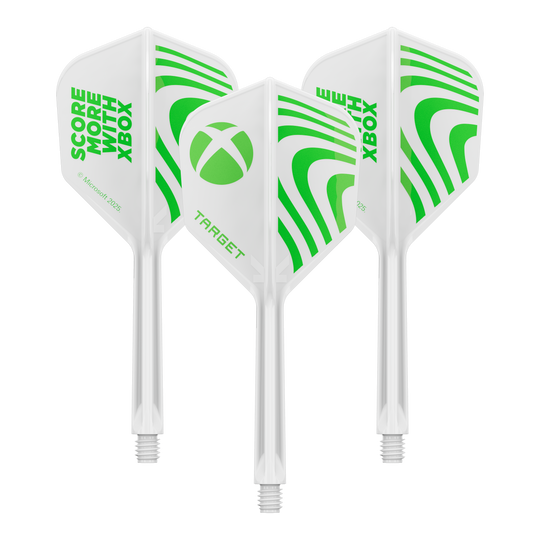 Alette Target Xbox K-Flex No6 - Bianche Hier sieht man vermutlich ein Set Target Xbox KFlex No6 Flights in 33mm. Das Produkt wird als Zubehör für Dart dargestellt.