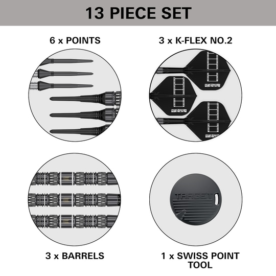 Freccette morbide Target Chris Dobey 95K - 18 g Zu sehen sind Target Chris Dobey 95K Softdarts - 18g. Die Darts sind besonders für präzise Würfe entwickelt worden.