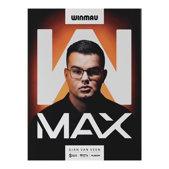 Freccette in acciaio Winmau Gian Van Veen W-MAX Switch Point Auf dem Bild sind Winmau Gian Van Veen W-MAX Switch Point Steeldarts zu sehen. Die Drei Darts liegen nebeneinander.