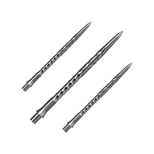 Punte per freccette in acciaio Caliburn System - HAN G2 - Argento Das Bild präsentiert ein Set Caliburn Evo System Steeldartspitzen, HAN G2, Silber, 40mm. Das Set enthält mehrere Spitzen für Steeldarts.