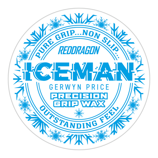 Cera per dita Red Dragon Gerwyn Price Iceman Precision Grip Wax Das Bild zeigt eine runde Dose des Produkts "Red Dragon Gerwyn Price Iceman Precision Grip Wax". Auf der Dose steht in blauer Schrift, dass das Wachs für einen reinen und rutschfesten Griff sowie ein herausragendes Gefühl sorgt.