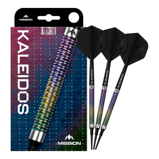 Freccette morbide Mission Kaleidos - 19 g Mission Kaleidos Softdarts - 19g ist auf dem Bild zu sehen. Der Softdart ist vollständig abgebildet.