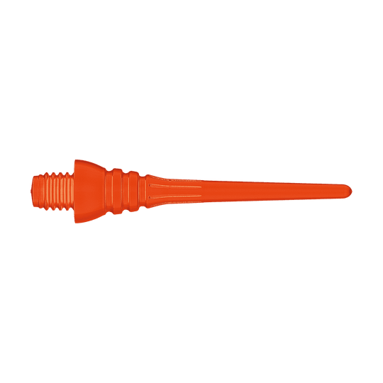 Winmau Triton Softtip Points Softdartspitzen (50-er Pack) Das Bild zeigt eine orangefarbene Softdartspitze mit Gewinde. Sie ist für den Einsatz bei elektronischen Dartscheiben geeignet.