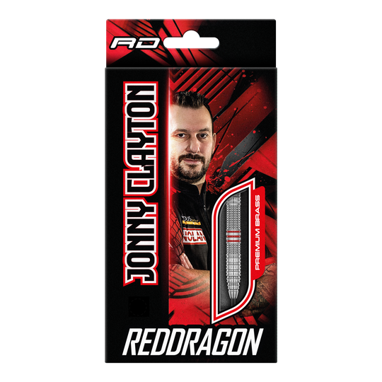 Freccette in ottone e acciaio Red Dragon Jonny Clayton - 21 g Red Dragon Jonny Clayton Brass Steeldarts - 21 g abgebildet. Die Darts sind für präzises Steeldart-Spiel geeignet.