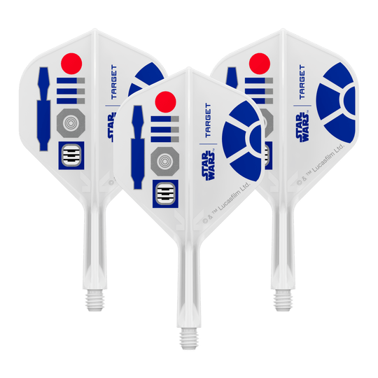Aerei standard Target Star Wars K-Flex R2D2 No2 Bild eines Dart-Zubehörteils, vermutlich Dart Flights. Das Produkt ist anhand des Dateinamens als Target Star Wars KFlex R2D2 No2 Standard Flights Short 19mm erkennbar.