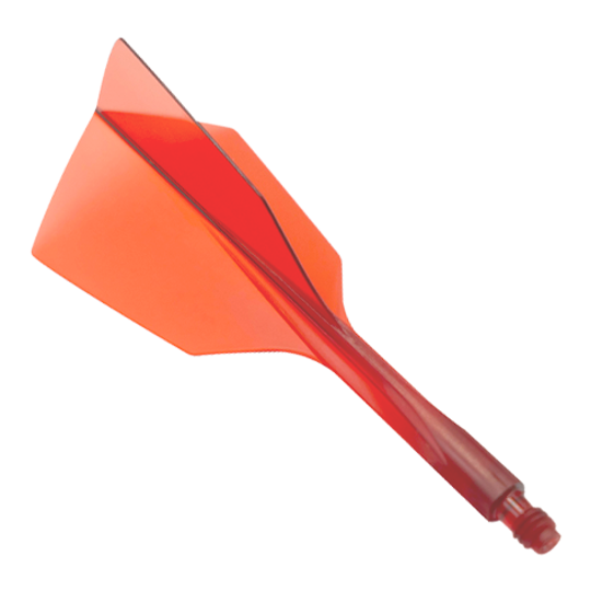 Condor Ax 120 Flight System Clear Red - Stretto Das Bild zeigt ein rotes Dartflight-System mit schmalem Design. Es handelt sich um das Produkt "Condor Axe 120 Flight-System Clear Red - Narrow".