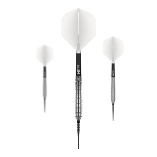 Abgebildet sind die Red Dragon Luke Humphries TX1 Pioneer Switch Point Steeldarts als Set. Sie sind beliebt bei Dartspielern verschiedener Erfahrungsstufen.