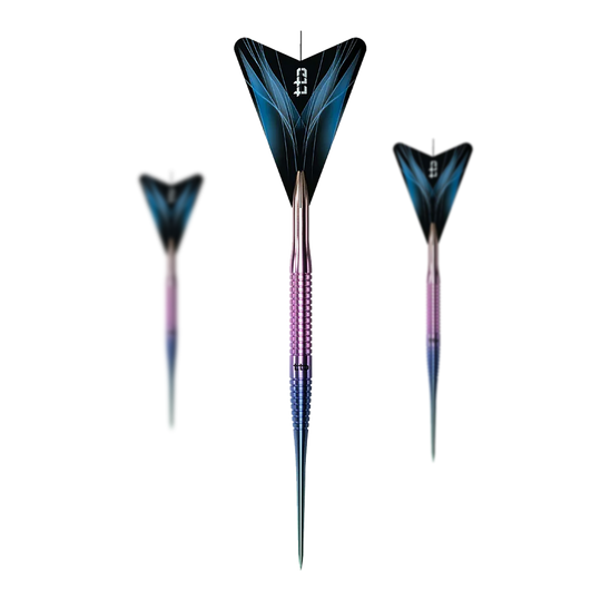 Caliburn TTD Complete Titanium T3 Rainbow Steeldarts - 7 g Caliburn TTD Complete Titanium T3 Rainbow Steeldarts - 7g. Gezeigt wird ein Set aus bunten Steeldartpfeilen aus Titan.