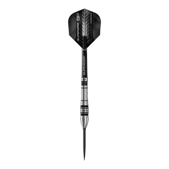 Freccette in acciaio Harrows Supergrip Bomb Quick Point Das Bild zeigt die Harrows Supergrip Bomb Quick Point Steeldarts. Die Darts sind für präzises Werfen im Dartspiel entwickelt.