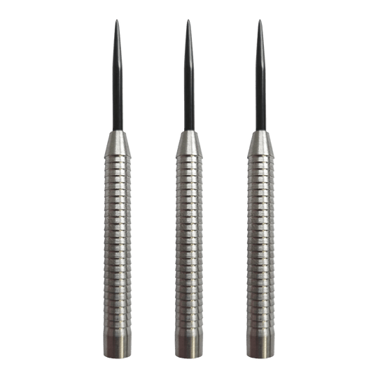 Freccette McDart Shark 3 con fusto in acciaio - 18 g Hier sieht man die McDart Shark 3 Steeldart-Barrels mit 18g Gewicht als Set. Die Steeldart-Barrels zeichnen sich durch eine anspruchsvolle Struktur aus.