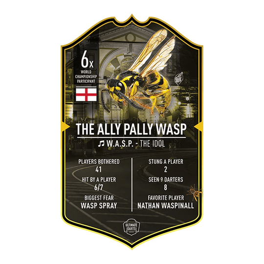 Ultimate Darts Card - The Ally Pally Wasp. Diese Karte präsentiert das Motiv The Ally Pally Wasp aus der Ultimate Darts Card Serie.