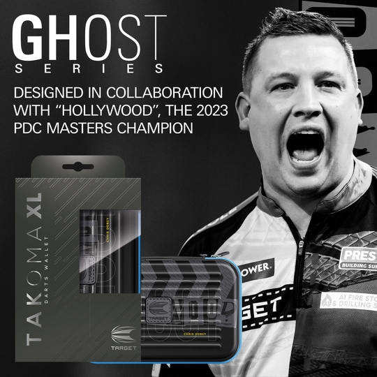 Custodia per freccette Takoma XL Ghost Series Chris Dobey Das Bild zeigt das Takoma XL Ghost Series Chris Dobey Dartcase. Das Dartcase schützt Dartzubehör vor Beschädigungen.