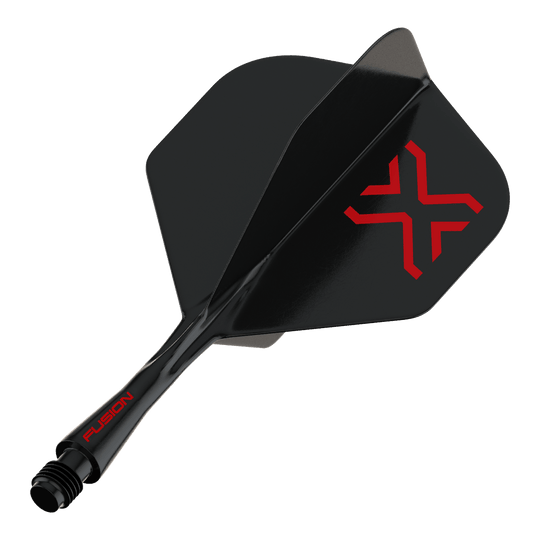 Sistema di alberi di volo standard Winmau Fusion Blade X No2 - Nero Das Bild stellt den Artikel 8863_Winmau_Fusion_Blade_X_No2_Standard_Flights_Schwarz_22mm_1 dar. Es handelt sich vermutlich um einen einzelnen schwarzen Dart-Flight mit 22mm Größe.