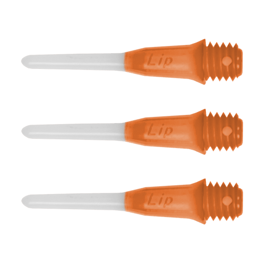 SLIPPTT-OR_L-Style_Two_Tone_Short_Lippoints_Orange_-30er_PackwWsvaiZBhK62s Das Bild zeigt drei kurze L-Style Lippoints mit einer zweifarbigen Gestaltung in Orange und Weiß. Die Spitzen haben ein Schraubgewinde und sind speziell für Softdartpfeile geeignet.