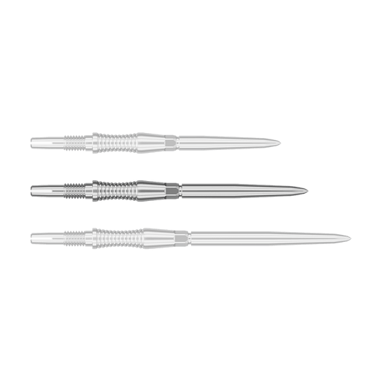 Das Foto zeigt ein Produkt mit dem Dateinamen 340301_Target_Swiss_Point_Dartspitzen_Signature_RST_Silber_35mm_1. Dies sind wahrscheinlich silberne Dartspitzen mit einer Länge von 35 mm.