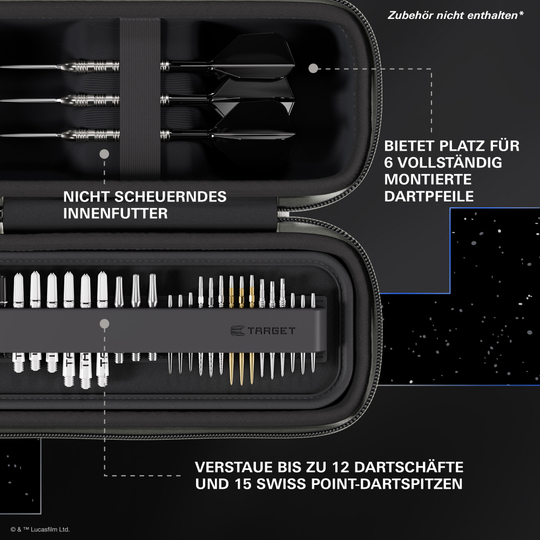 Portafreccette Target Star Wars Boa - R2D2 Abgebildet ist das Target Star Wars Boa Dartcase - R2D2. Dies ist eine Darttasche im Stil von R2D2 aus Star Wars.