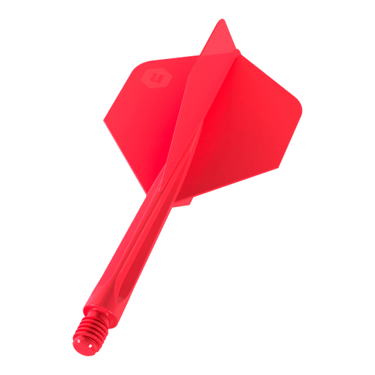 Unicorn Forge All In One Plus No2 Standard Flights Rosso - Medio Das Bild zeigt einen roten Dartflügel mit Schaft der Marke "Unicorn Forge All In One Plus No2 Standard Flights Rot - Medium". Er besteht aus einem Stück und ist für den Einsatz in Dartpfeilen gedacht.