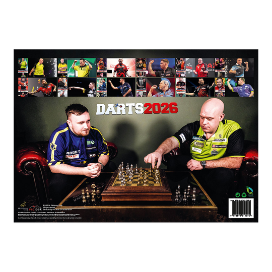 Calendario freccette 2026 Auf dem Bild ist der Darts Kalender 2026 zu sehen. Es handelt sich um einen Wandkalender mit Darts-Design für 2026.