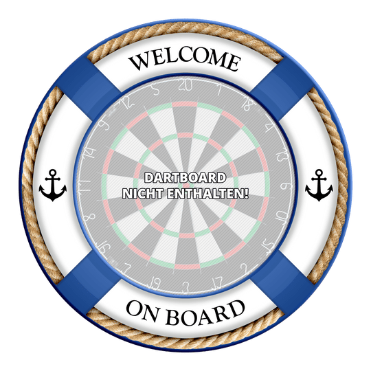 McDart On Board Dartboard Surround - Con testo personalizzato Das Bild zeigt ein Produkt namens MSF-G1 McDart OnBoard Dartboard Surround Blau. Es handelt sich vermutlich um einen blauen Dartboard-Surround von McDart.
