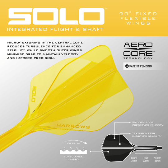 Sistema di alberi di volo Harrows Solo No6 - Giallo Abgebildet ist das Harrows Solo No6 Flight-Shaft-System in Gelb. Dieses Produkt wird als Teil für Dartpfeile verwendet.