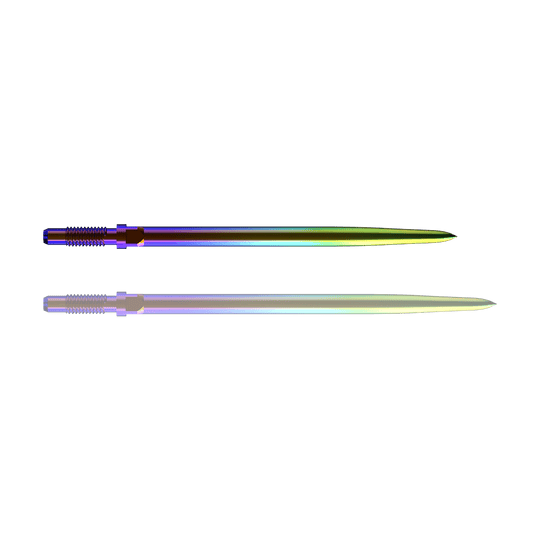 Punte per freccette convertibili Bulls NL - Lisce - Arcobaleno Ein Bild mit dem Dateinamen BU57716_BullsNL_Convertible_Points_Smooth_Rainbow_36mm_1. Es zeigt vermutlich einen Dartspitzen-Artikel in Regenbogenfarben.