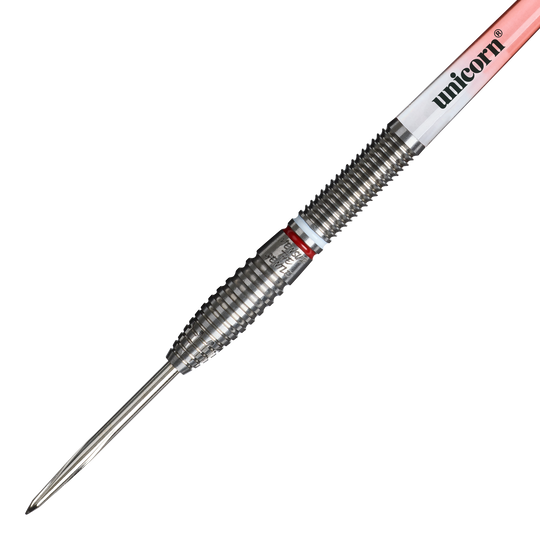 Unicorn Scale Suljovic The Gentle Steeldarts - 23 g Unicorn Mensur Suljovic The Gentle Steeldarts - 23g ist auf diesem Bild zu sehen. Es handelt sich um professionelle Steeldarts mit einem Gewicht von 23 Gramm.