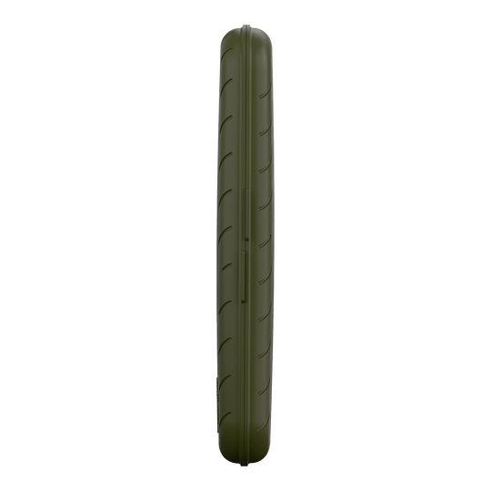 Custodia per freccette Harrows Slimcase Auf dem Bild ist ein schlankes, grünes Etui von der Seite zu sehen. Das Etui hat eine glatte Oberfläche mit leichten Rillen.