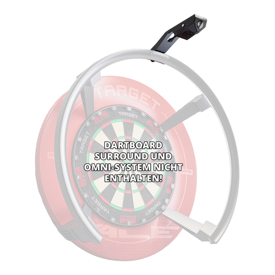 Abgebildet ist der Target OMNI VIRT Kamera Arm. Der Kamera Arm bietet eine flexible Verwendung für Kameras im Dartsport.