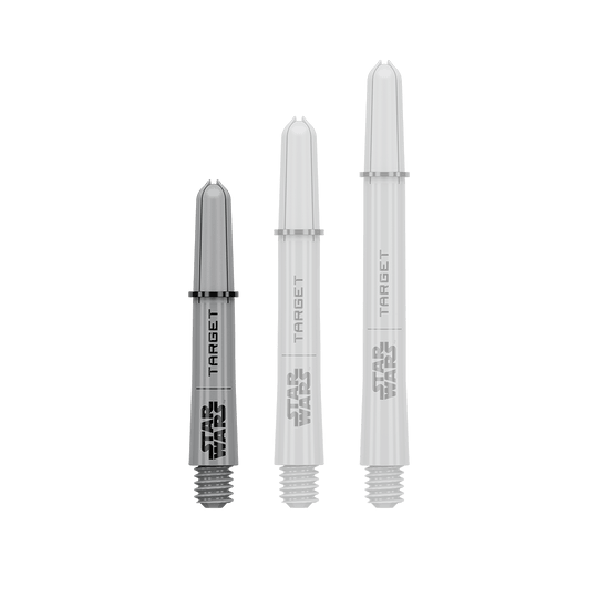 Aste Target Star Wars ProGrip - Grigio Das Bild zeigt vermutlich einen Pro Grip Shaft in Grau, 34 mm, kurze Ausführung. Das Produkt ist Teil der Star Wars Reihe.