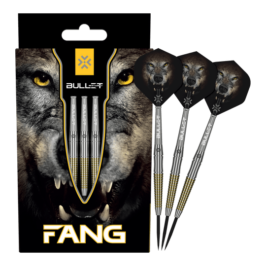 Freccette in acciaio Bullet Fang Auf dem Bild sind die Bullet Fang Steeldarts komplett zu sehen. Die Steeldarts sind in voller Länge dargestellt.