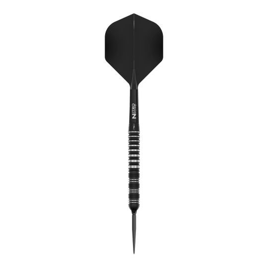 Freccette in acciaio Red Dragon Sable Parallel Switch Point Das Bild zeigt die Red Dragon Sable Parallel Switch Point Steeldarts. Drei silberne Darts sind nebeneinander angeordnet gezeigt.