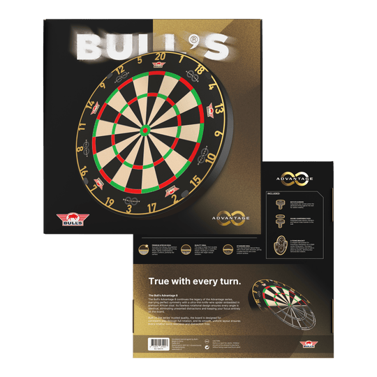 Bersaglio per freccette in acciaio Bulls NL Advantage 8 Zu sehen ist das Bulls NL Advantage 8 Steeldartboard. Die Steeldartscheibe besteht aus robustem Material für lange Spielzeiten.