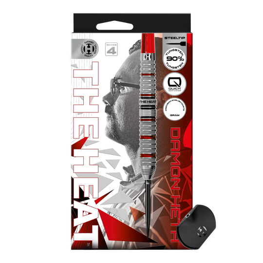 Freccette in acciaio Quick Point Damon Heta Series 4 di Harrow Abgebildet sind die Harrows Damon Heta Series 4 Quick Point Steeldarts. Diese Darts zeichnen sich durch ein modernes Design und ausgezeichnete Flugeigenschaften aus.