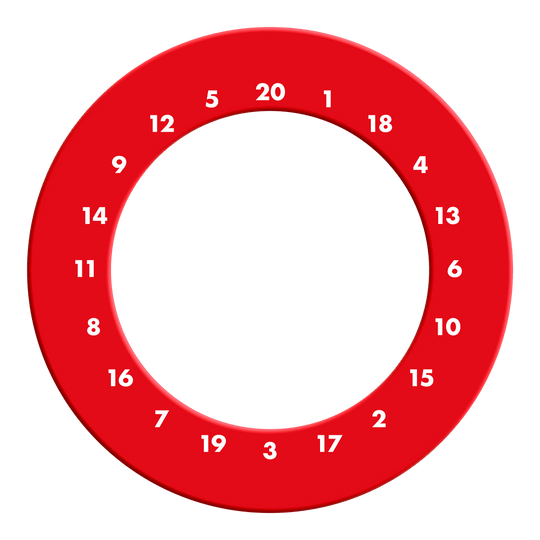 Cornice per bersaglio per freccette con numeri HD - Colori personalizzati Zu sehen ist ein roter Dartboard Surround ohne Logo. Das Produkt besitzt Zahlen im HD-Design.